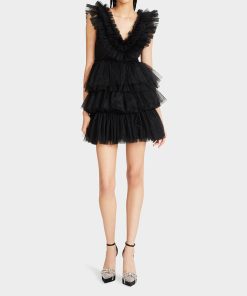 BETSEYS TIERED TULLE DRESS BLACK | RE:LUV