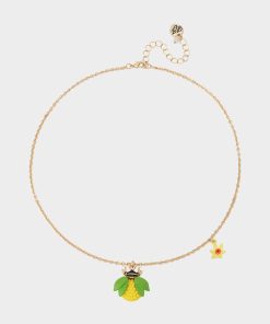 BEE FLOWER SHORT PENDANT NECKLACE YELLOW