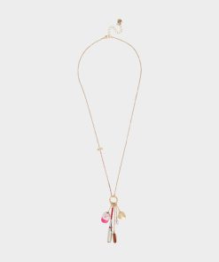 BASEBALL CHARM PENDANT NECKLACE PINK