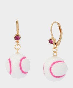 BASEBALL LEVER BACK EARRINGS WHITE