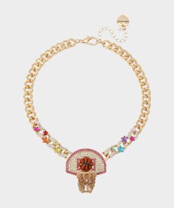 BASKETBALL SHORT PENDANT NECKLACE ORANGE