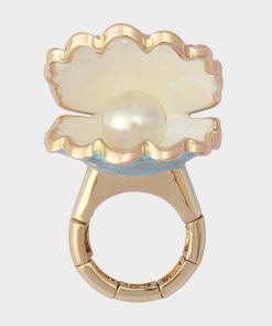 CLAM SHELL STRETCH RING BLUE