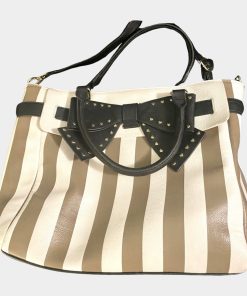 Belted Bow Striped Spice Crossbody Tote Handbag | RE:LUV