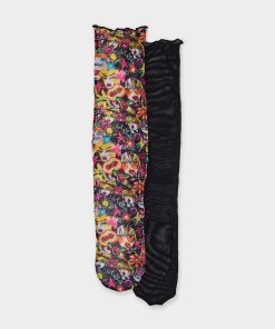 2-PACK BETSEY'S FACES MESH CREW SOCKS BLACK MULTI