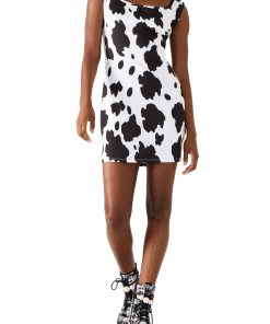 BETSEY COW PRINT DRESS BLACK/WHITE