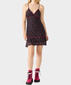 BETSEY's ARCHIVE ROSEBUD SLIP DRESS BLACK