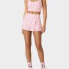 CHERRY GINGHAM SIDE SLIT SKORT PINK MULTI