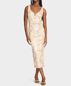 APRICOT HAZE DRESS BLURRY FLORAL