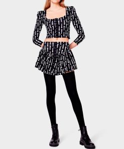 BETSEYS VINTAGE INSPIRED FLOUNCE MINI SKIRT BLACK MULTI | RE:LUV