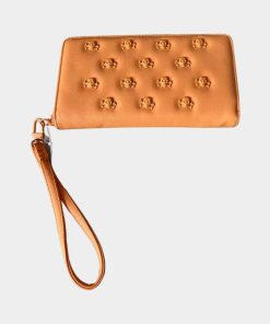 Betsey Johnson Skull Studded Zip Wristlet Wallet Orange | RE:LUV