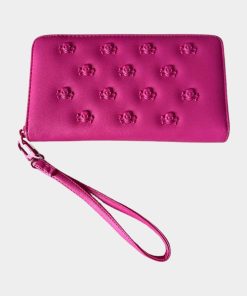 Betsey Johnson Skull Studded Zip Wristlet Wallet Pink | RE:LUV